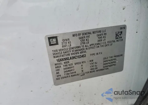 2017 GMC Acadia Sle from USA, damaged, VIN 1GKKNKLA0HZ163463